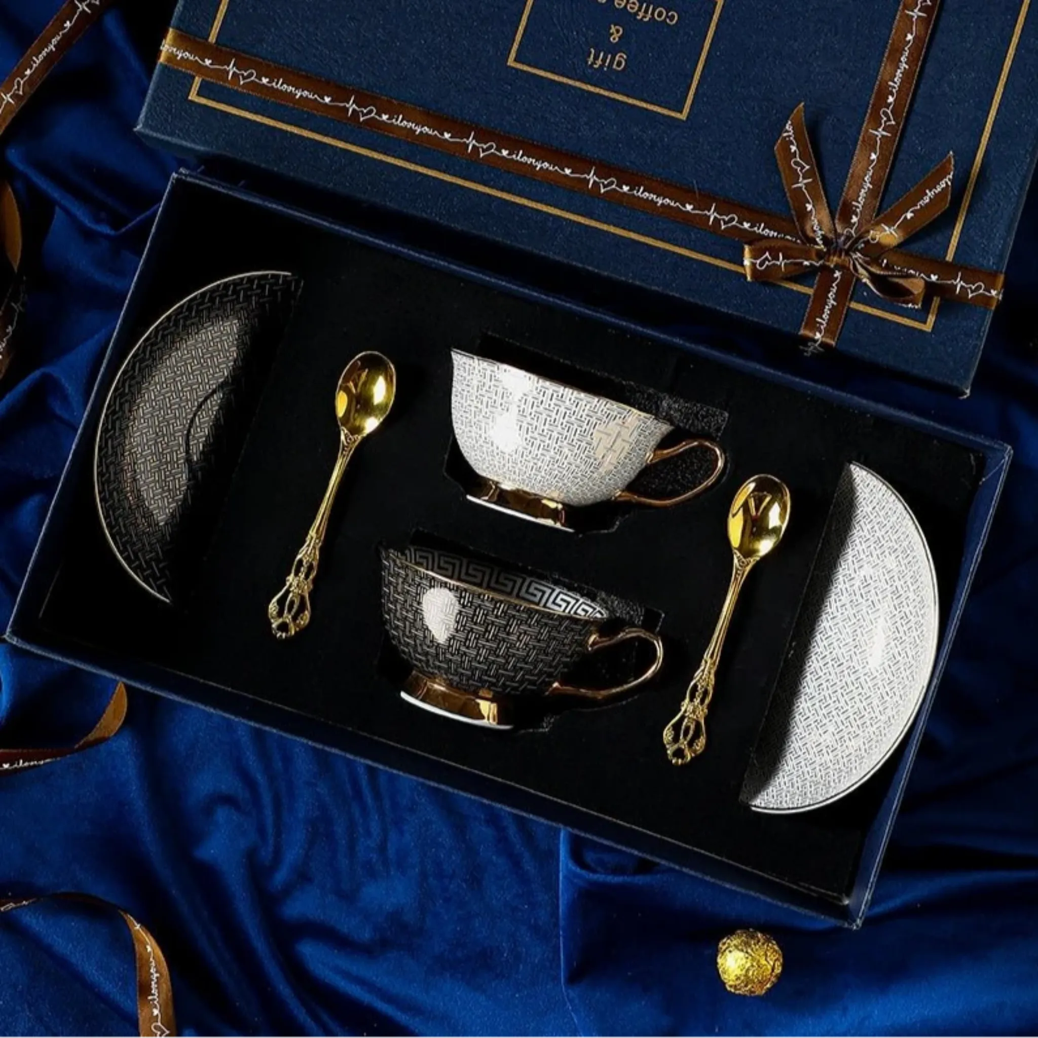 Exquisite European Bone China Coffee and Tea Cup Gift Set